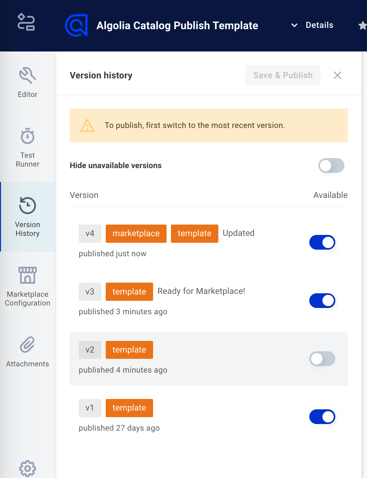 Update labels for prior published versions of integration